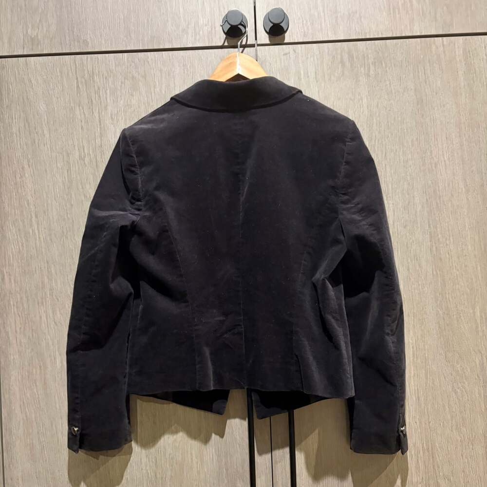 Esprit Black Velvet Fitted Blazer Jacket Single Button Dark Academia - Picture 2 of 4